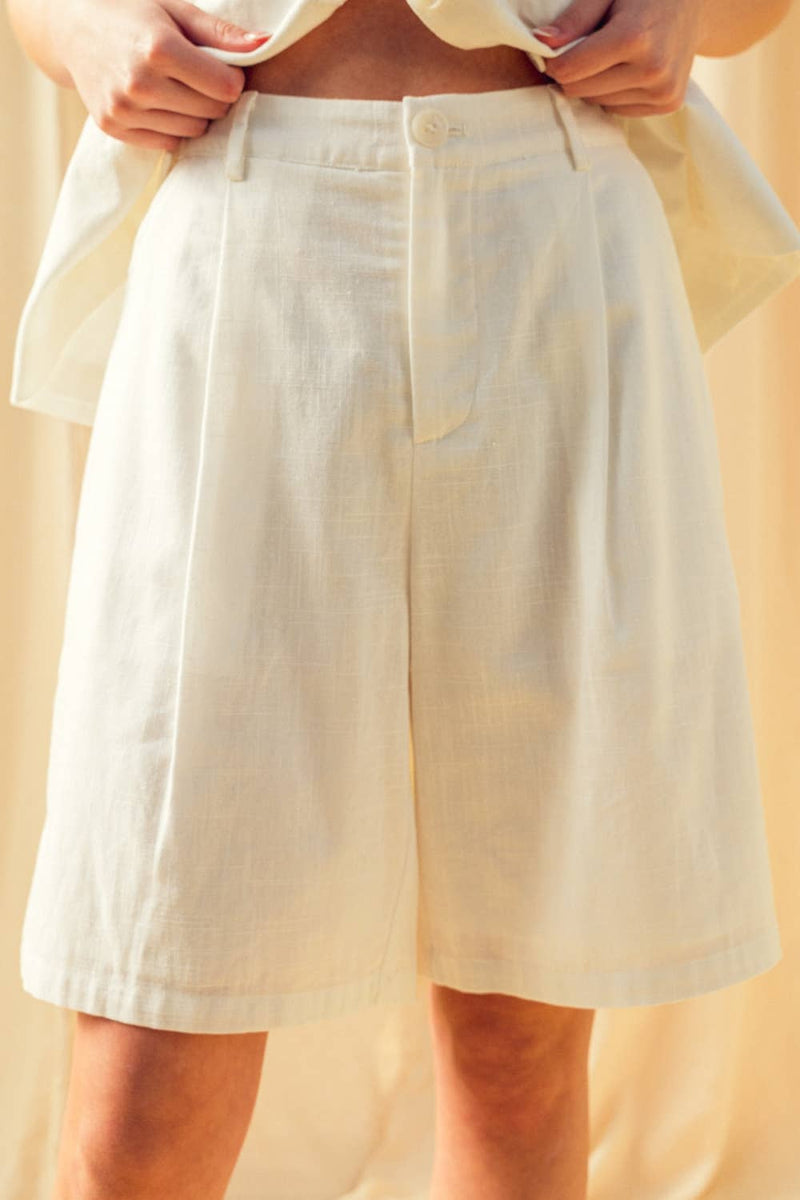 Bermuda Linen Shorts - White