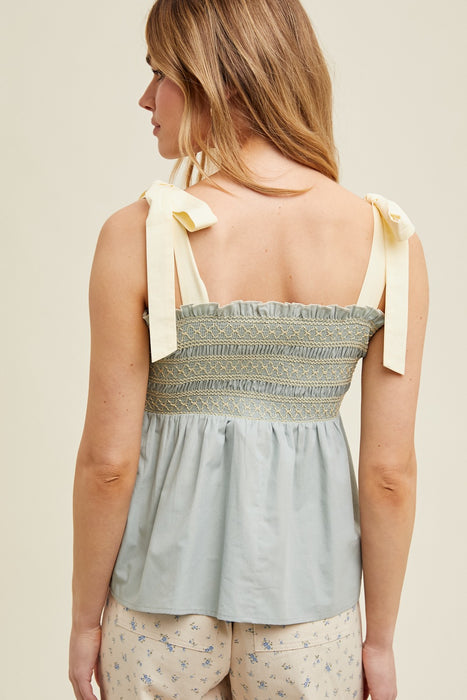 Babydoll Cami - Dusty Sage & Light Lemon