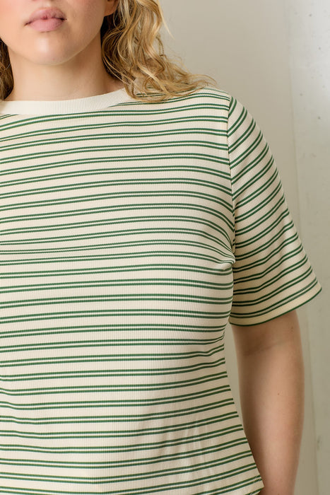 Striped Tee - Cream & Green
