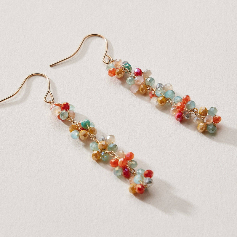 Crystal Cluster Drop Earrings - Multi