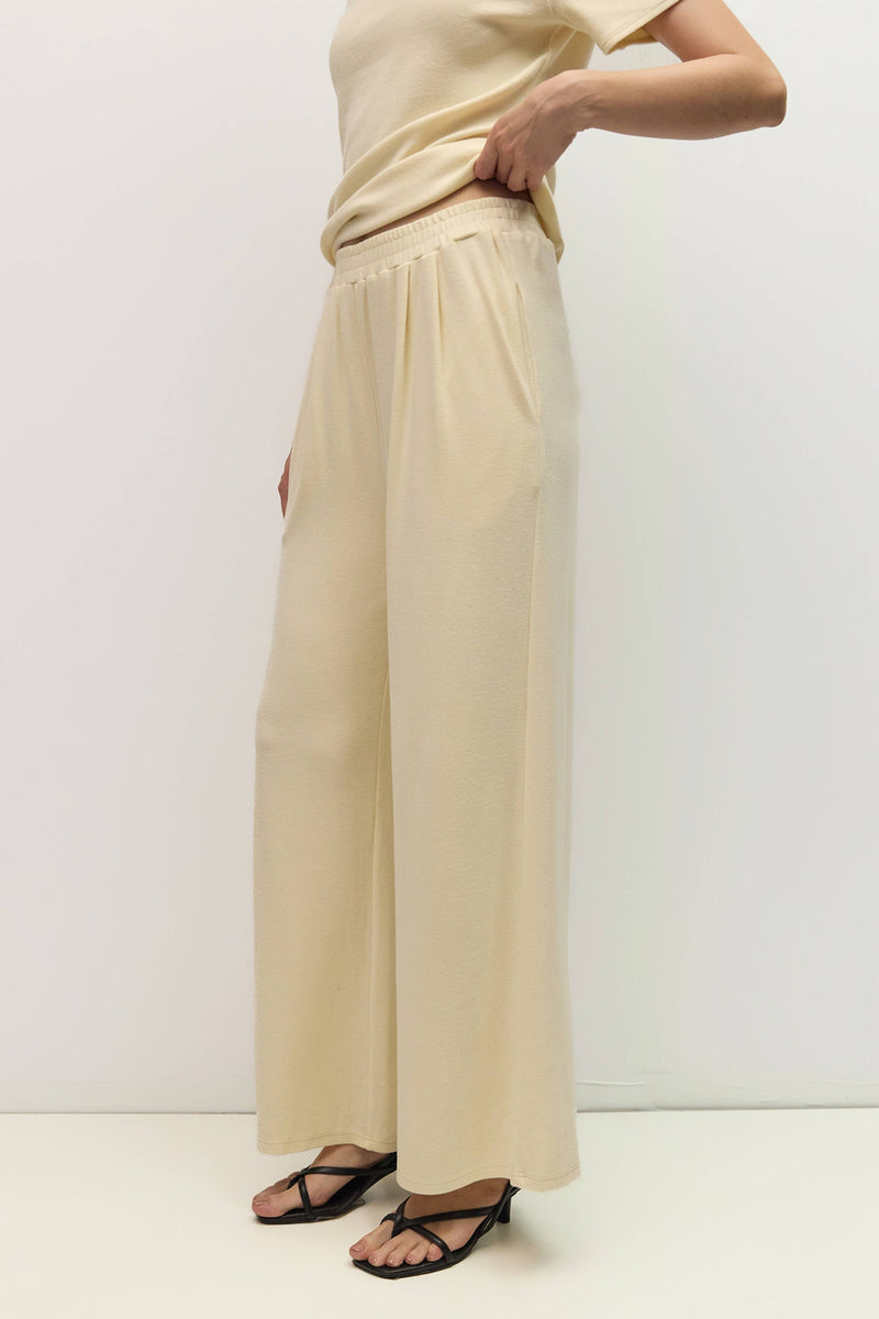 The Carrie Pants | Soft Knit Elastic Waist Lounge Pants - Beige