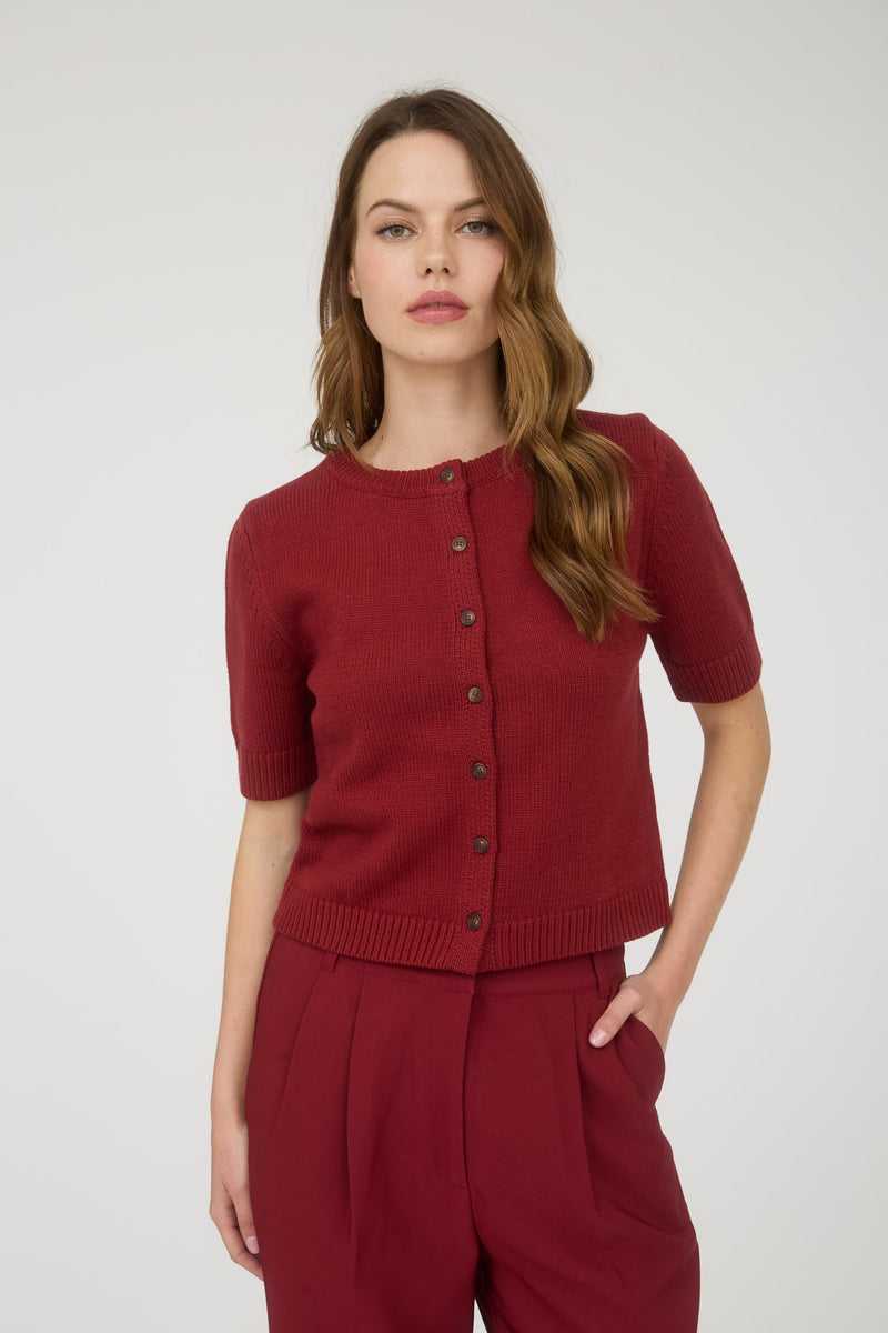 Cardigan Sweater - Burgundy