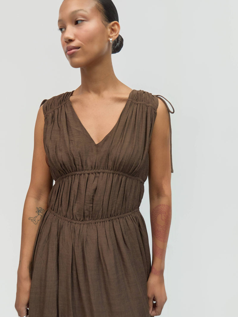The Stella Dress | Tiered Maxi Dress - Brown