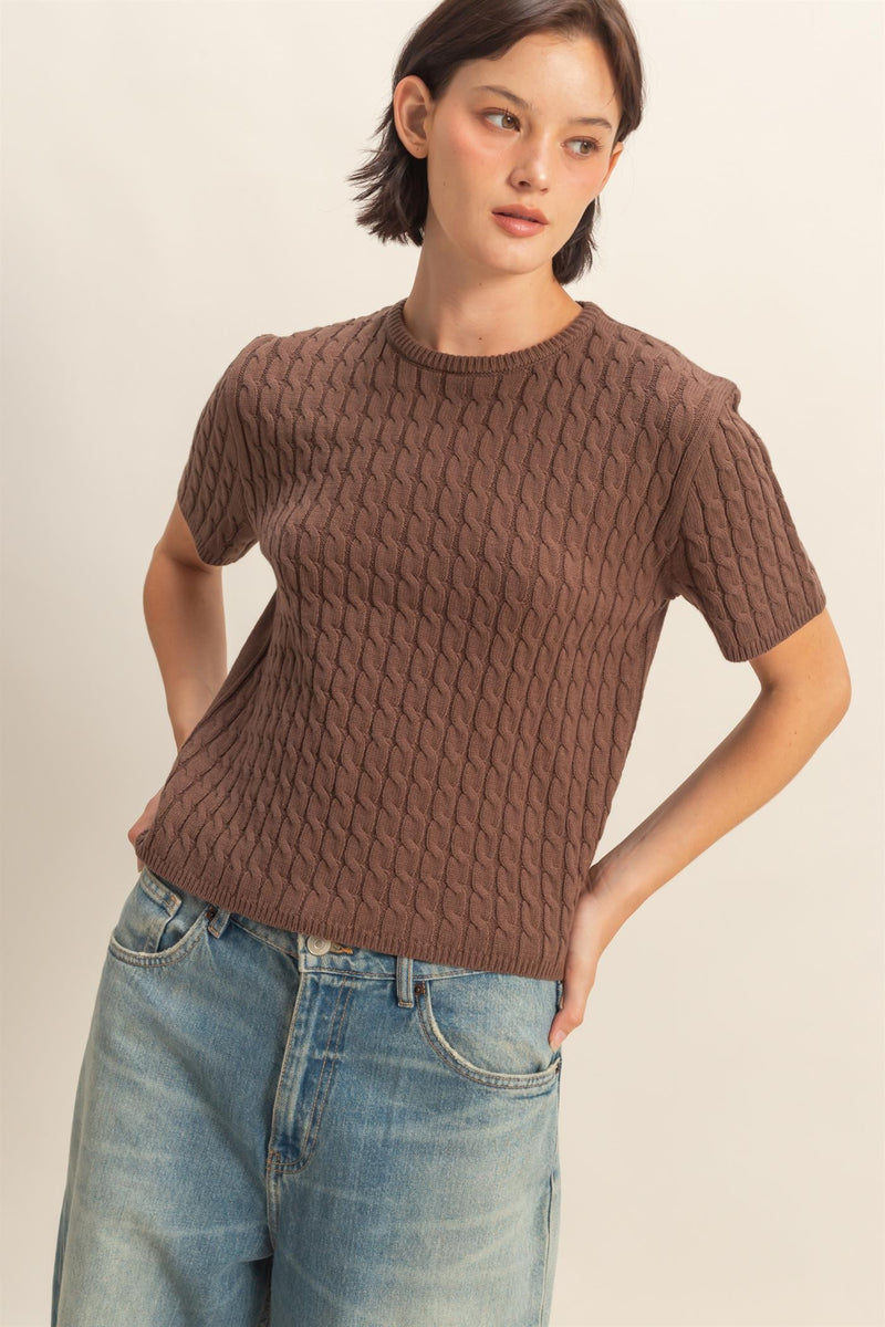 Cable Sweater - Chestnut