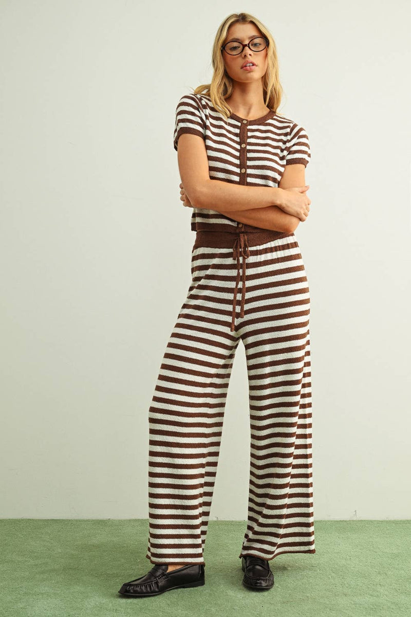 Striped Top - Brown & White