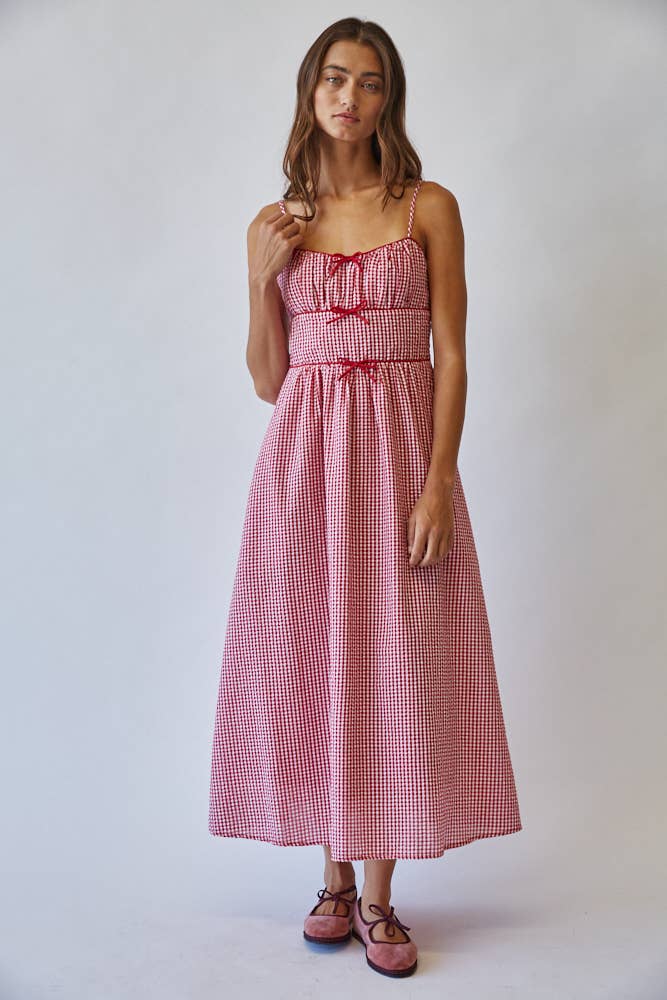 Picnic Bow Dress - Red