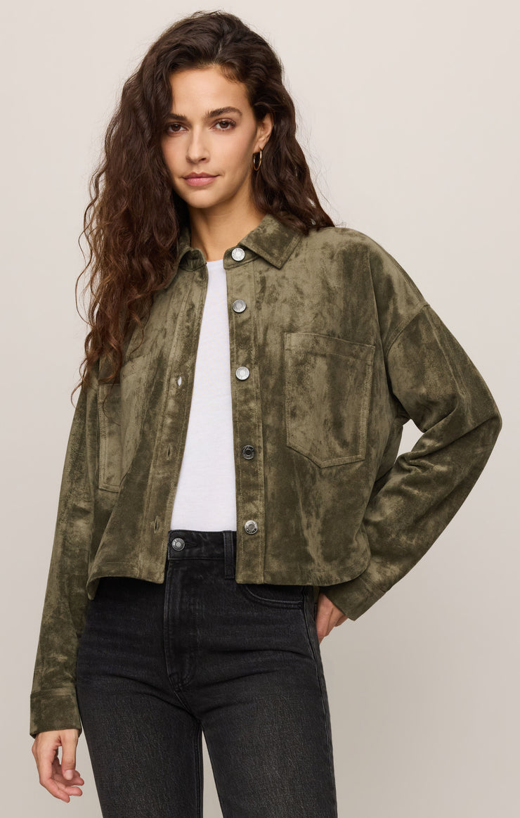 Z Supply • All Day Cropped Suede Jacket - Monstera