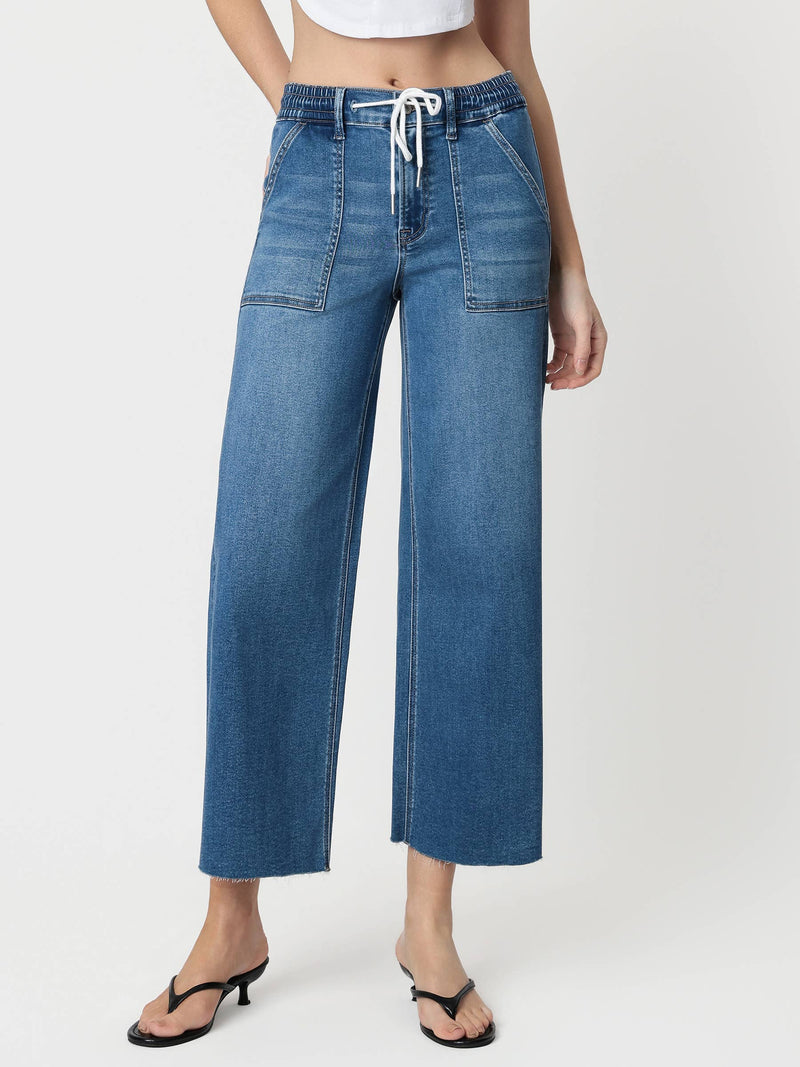 Vervet • High-Rise Drawstring Baggy Wide Jeans - Enviably