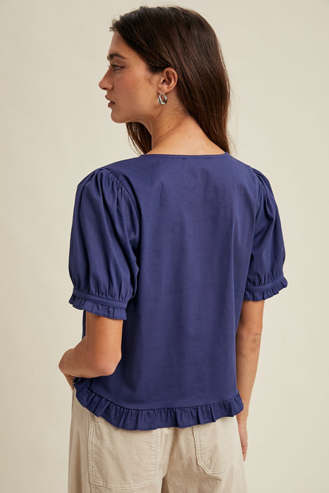 Button Up Blouse - Navy