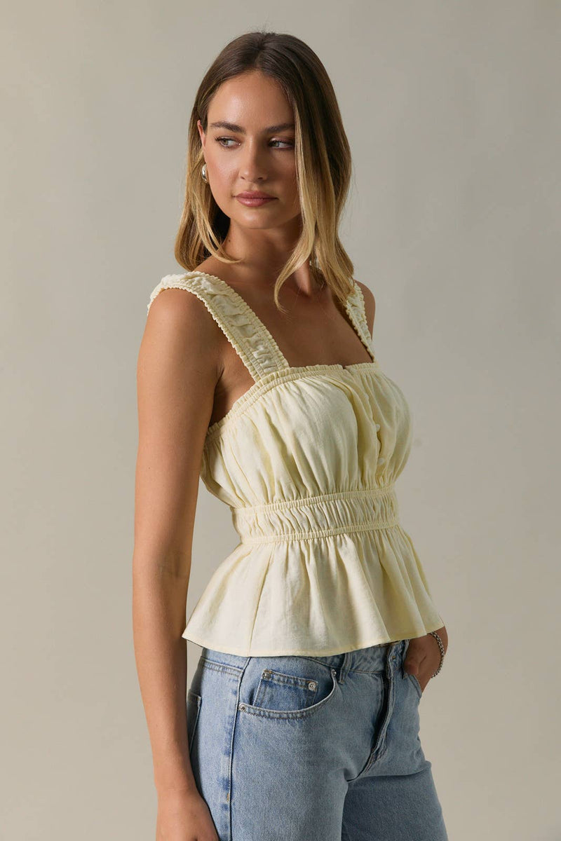 Sleeveless Peplum Tank - Butter