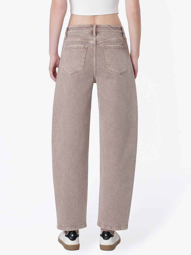 Flying Monkey • High Rise Barrel Jeans - Tea