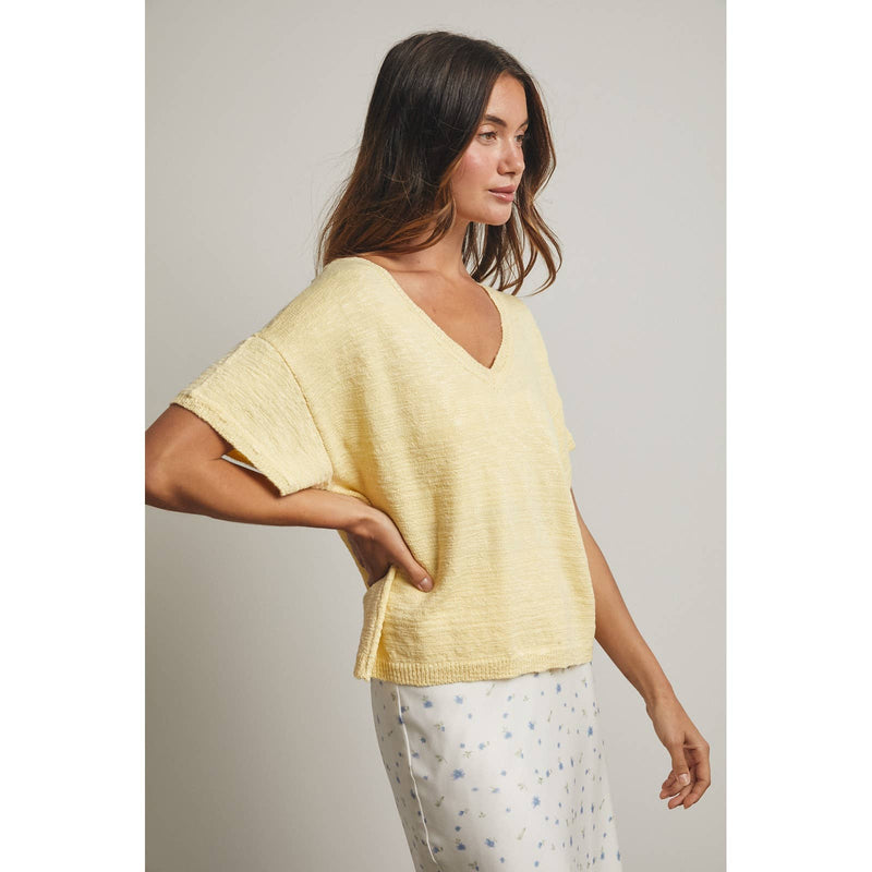 V Neck Sweater - Lemon