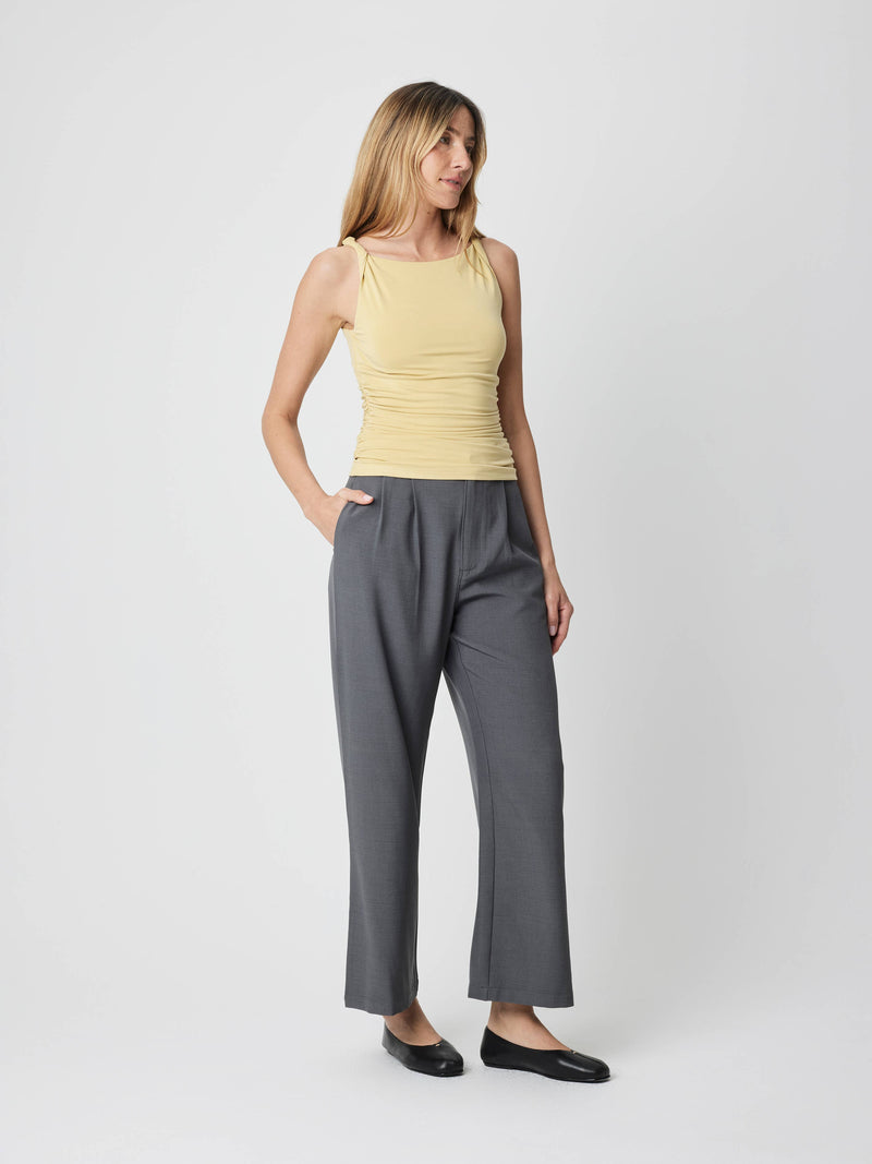 The Janice Top | Twist Tie Ruched Waist Modal Tank - Yellow