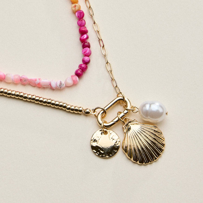 Shell Charm Asymmetric Chain & Necklaces - Multi
