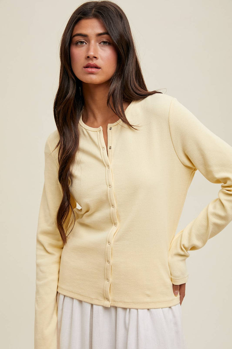 Ribbed Button Up - Butter