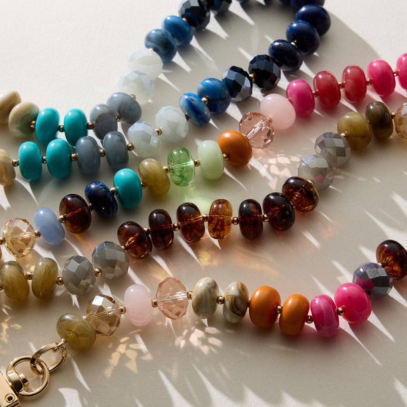 Mixed Bead Bag Keychain W/ Gold Clasps - Multi