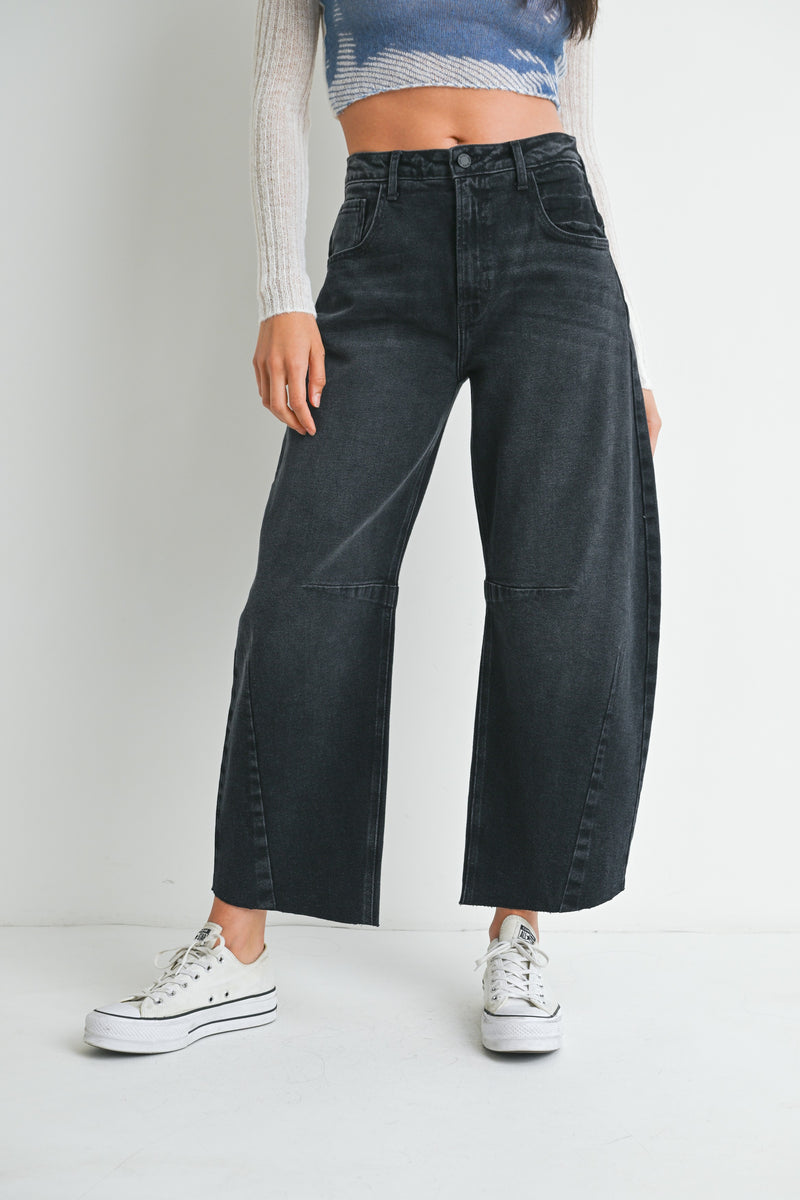 Just Black Denim • Barrel Jean With Seams - Washed Black