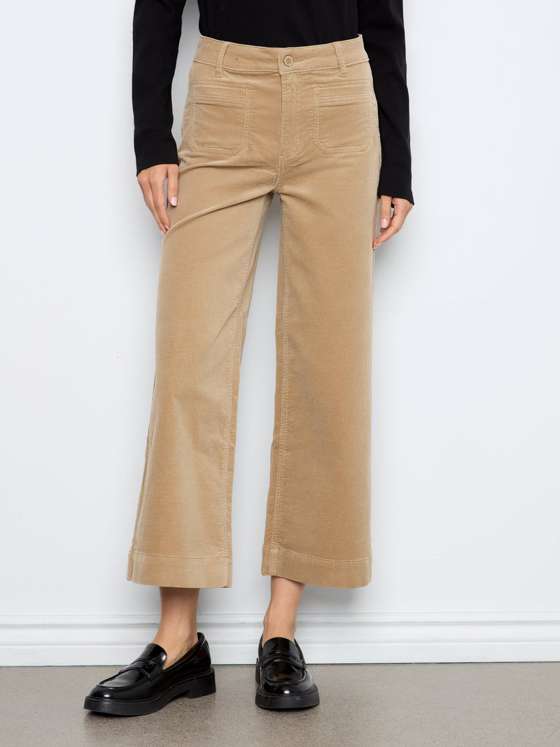 Charlie B • Cropped Insert Pocket Wide Leg Corduroy Pants - Latte