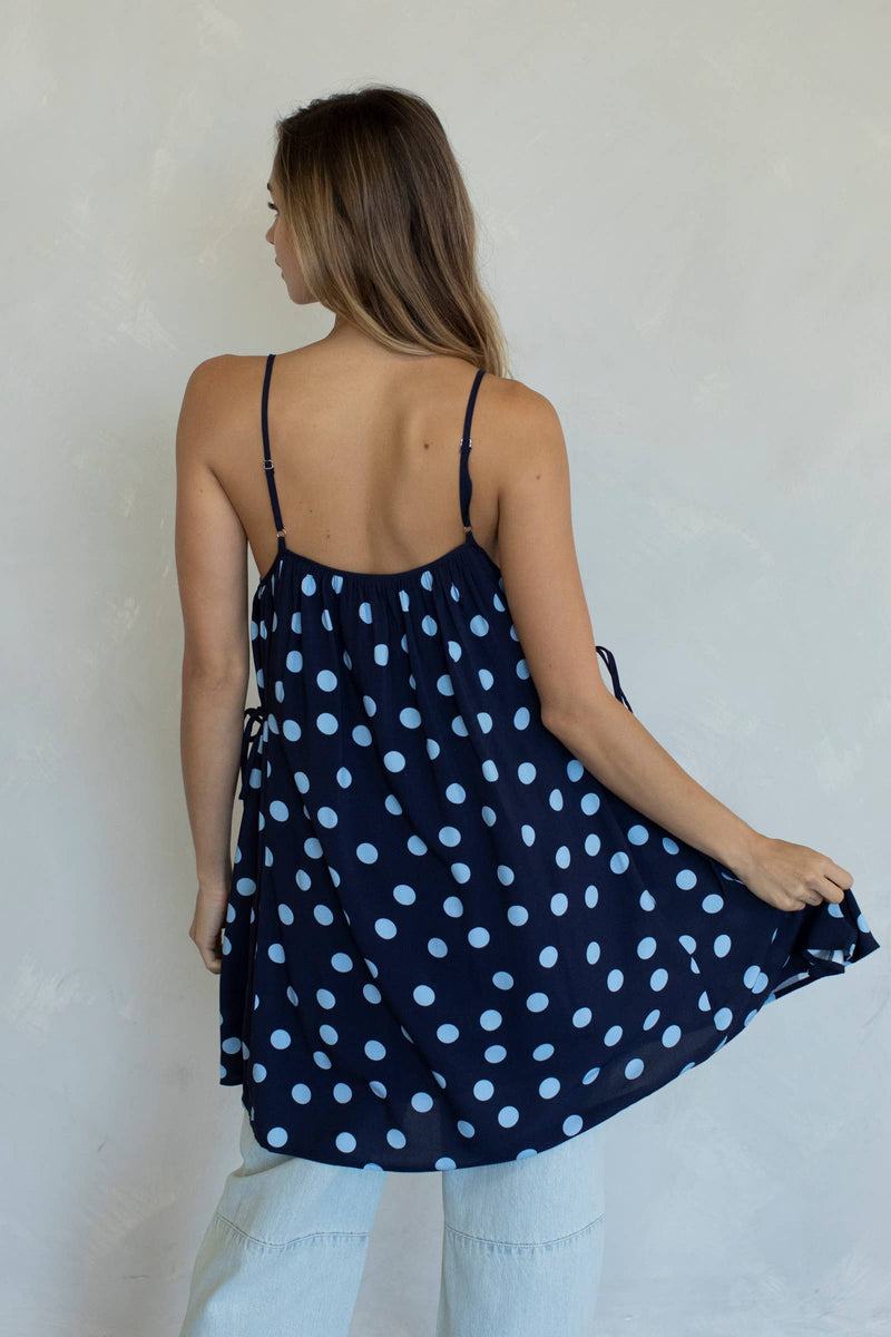 Polka Dot Mini Dress - Midnight
