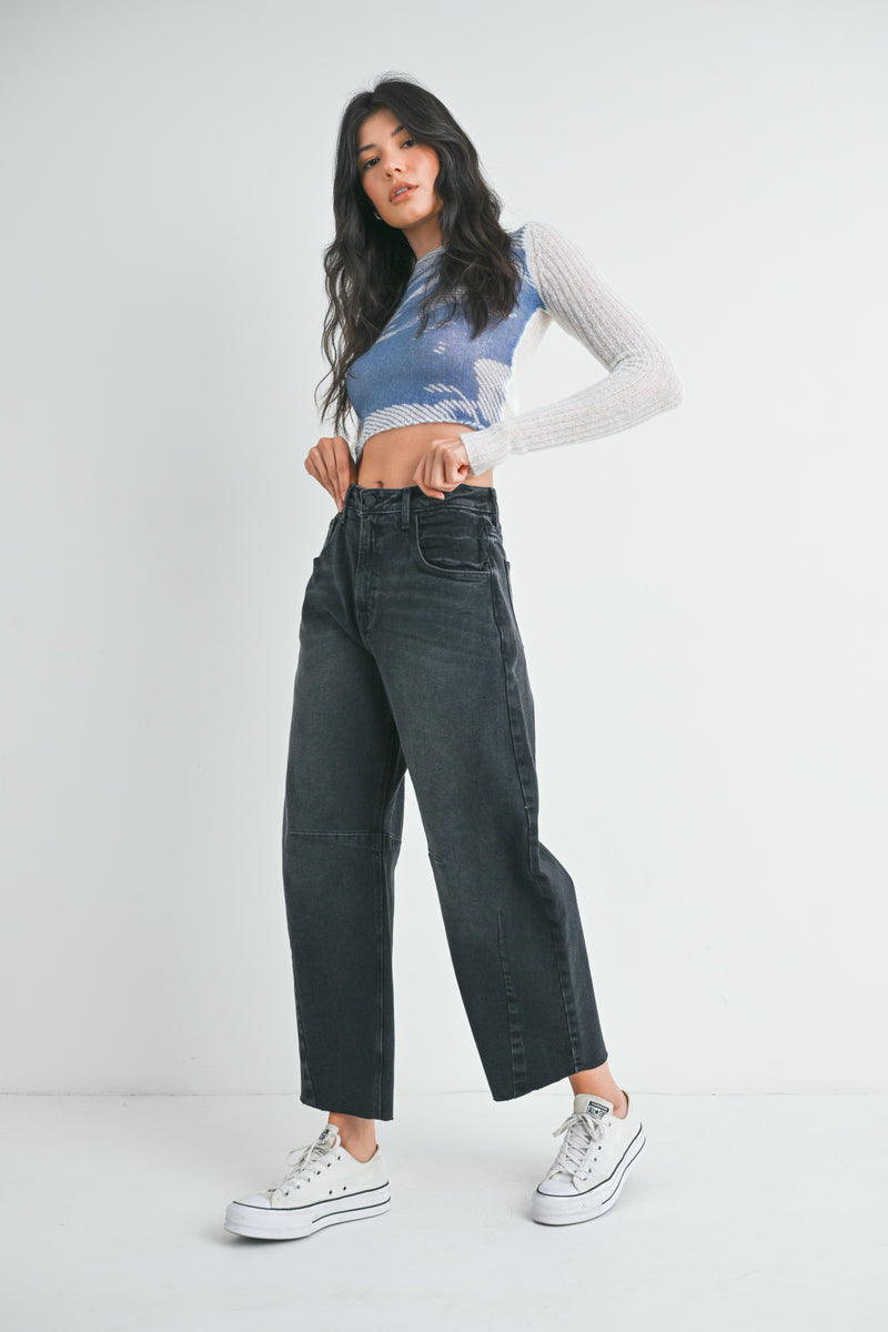 Just Black Denim • Barrel Jean With Seams - Washed Black