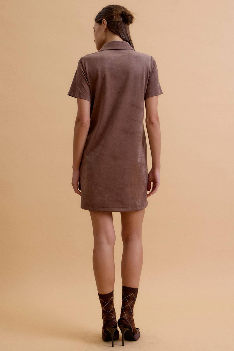 T-Shirt Polo Dress - Suede Chestnut