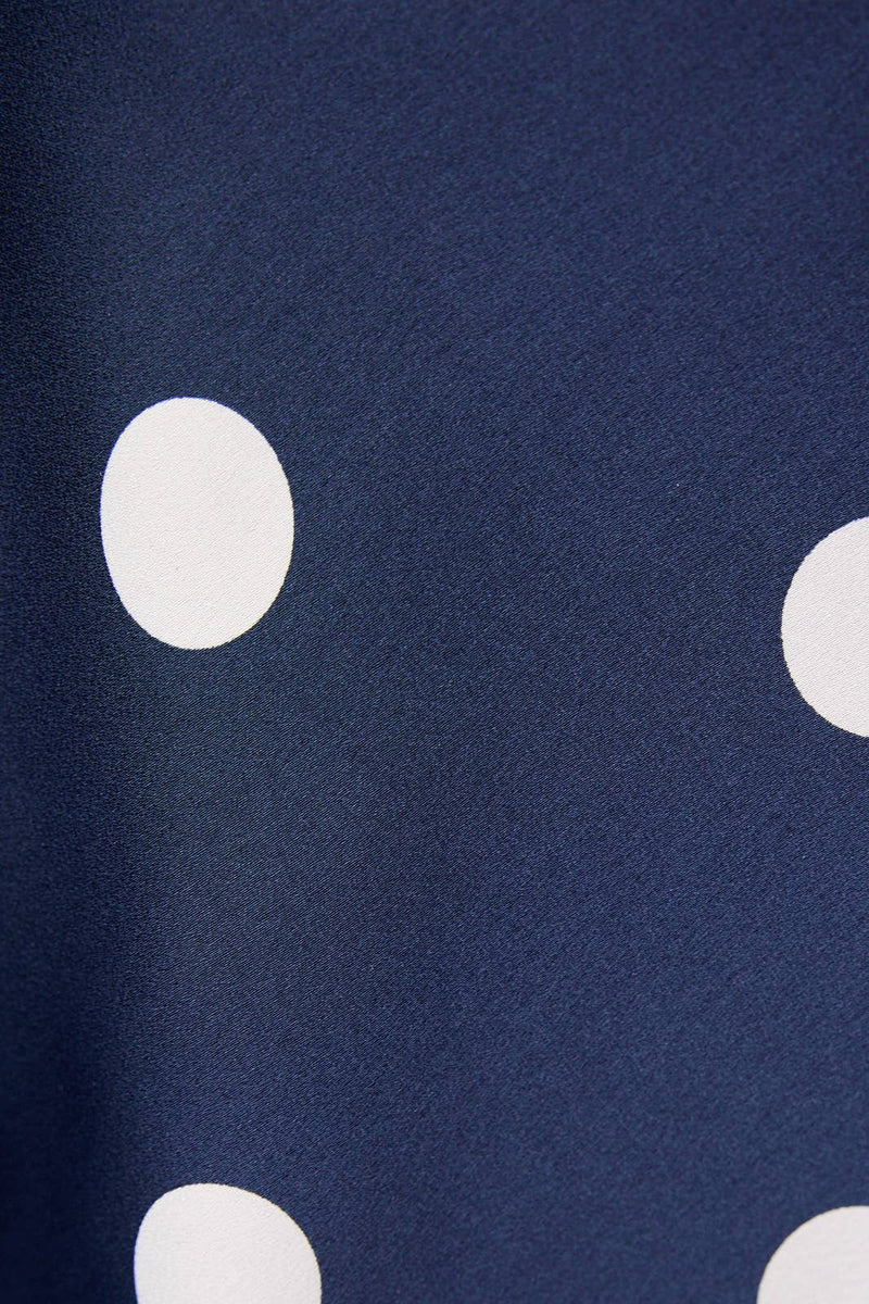Polka Dot Mini Satin Skirt - Navy