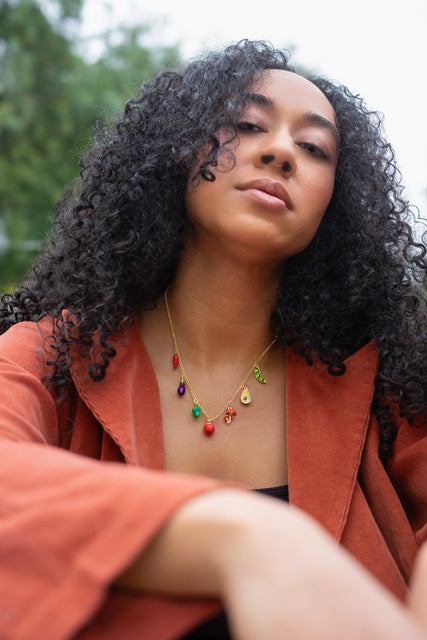 Peter + June • Harvest Necklace 18k Gold Plated & Hand Painted Enamel