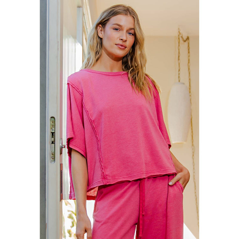 Mineral Washed Oversized Tee - Strawberry