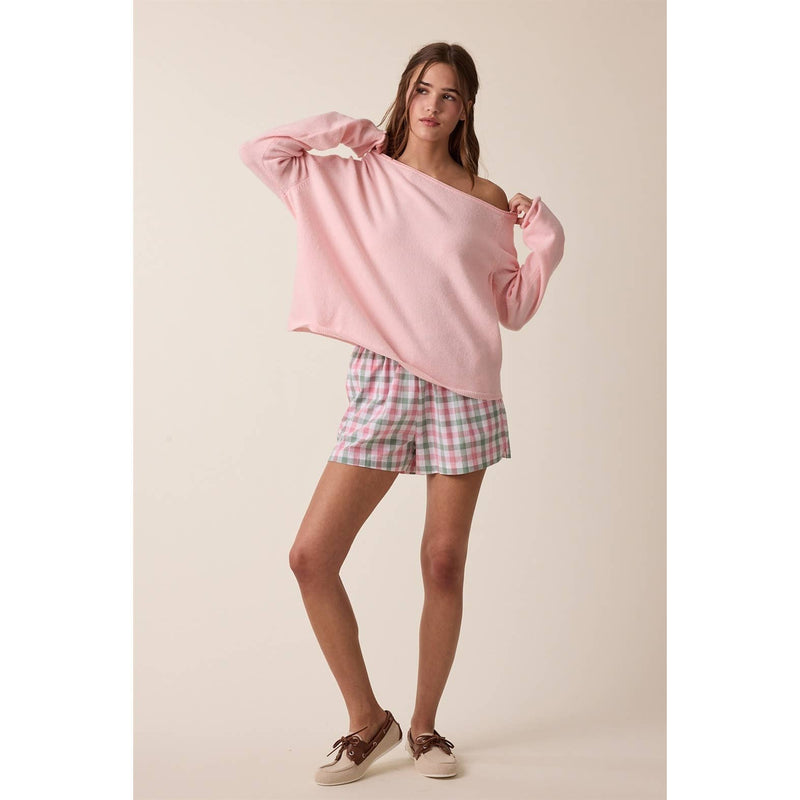 One Shoulder Sweater - Pink