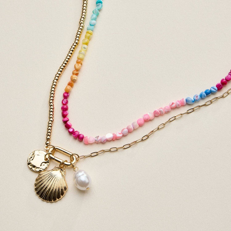 Shell Charm Asymmetric Chain & Necklaces - Multi