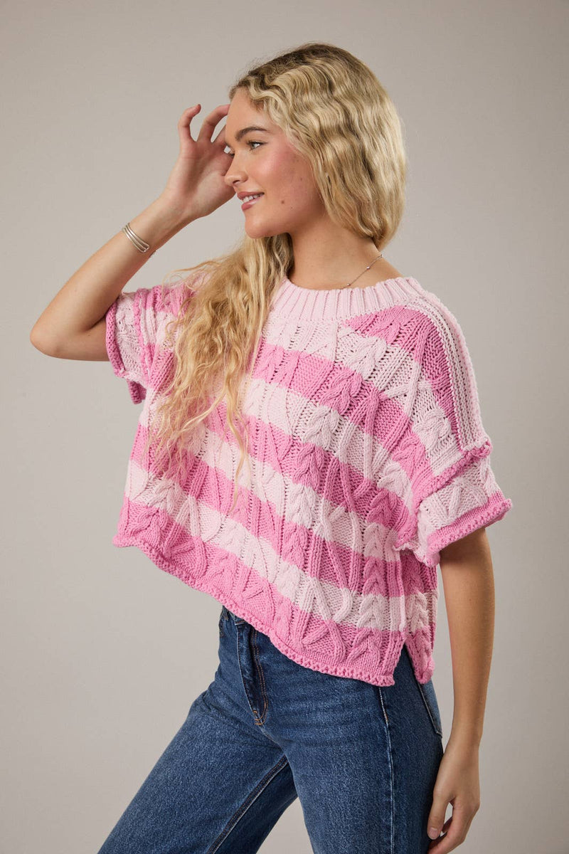 Striped Sweater - Light Pink