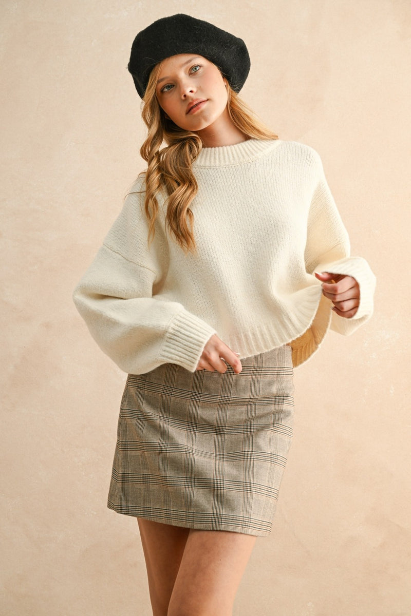 Round Neck Sweater - Cream