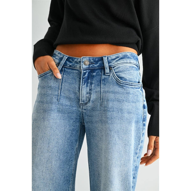 Mica Denim • Low Rise Wide Ankle Jeans - Bunting Indigo