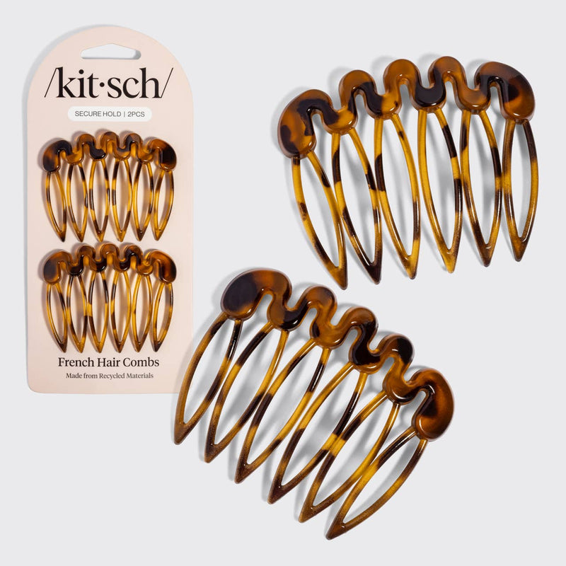 Kitsch • Recycled Plastic French Hair Combs 2pc Set - Tortoise
