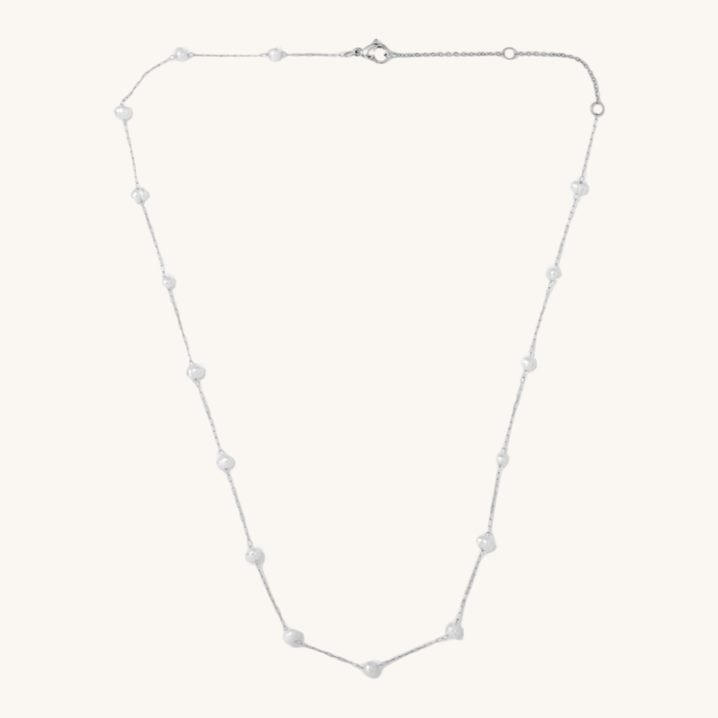 Camille Pearl Necklace-Silver