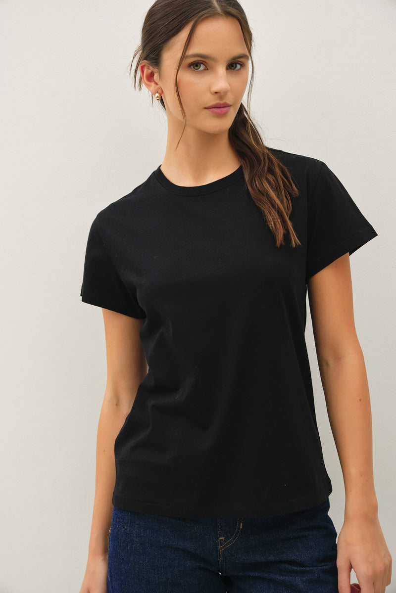 Cotton Crewneck T Shirt - Black