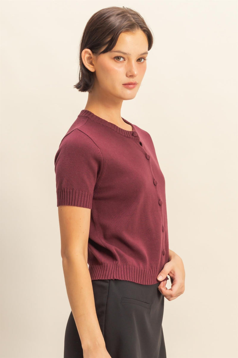 Cardigan Sweater - Dark Cherry