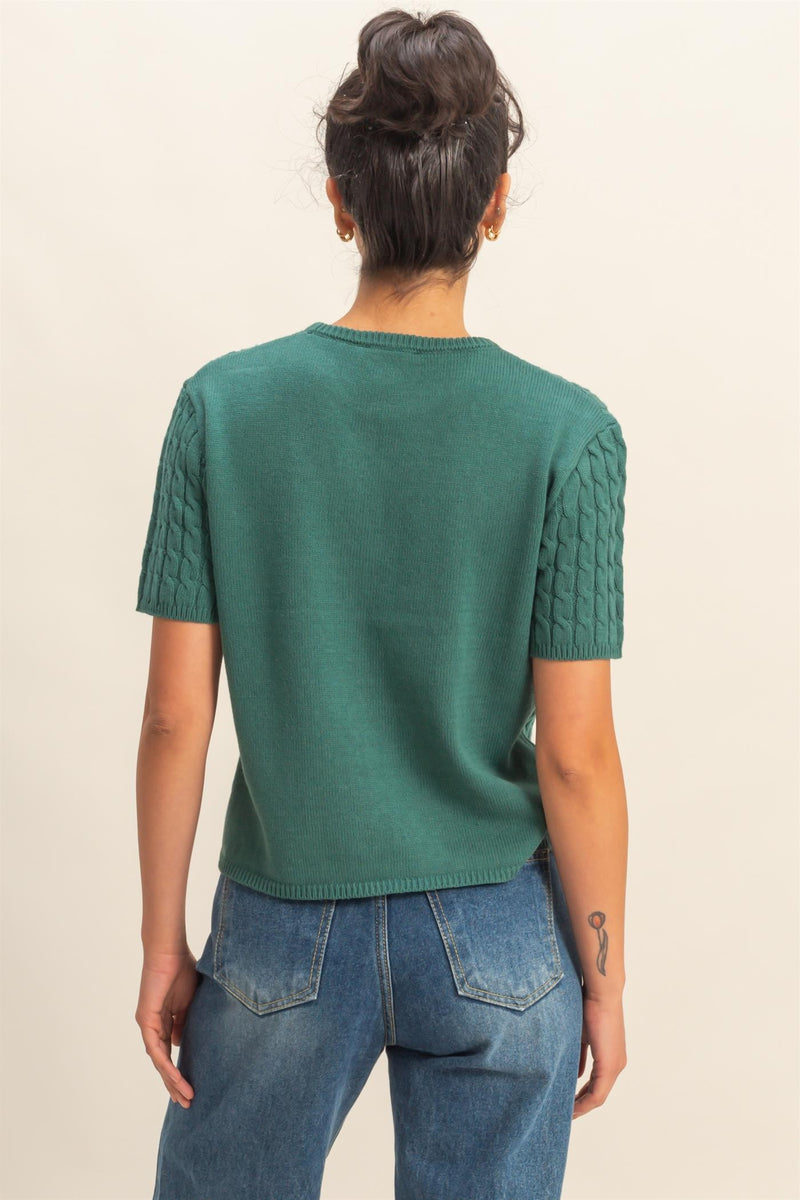 Cable Sweater - Deep Green