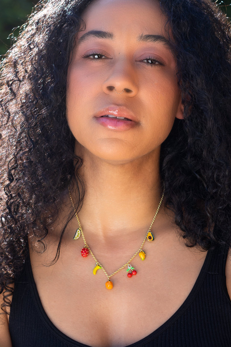 Peter + June • Farmers Market Necklace 18kGold Plated & Hand Painted Enamel