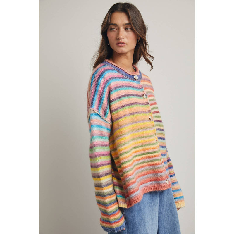 Rainbow Sweater Cardigan - Sky/Purple