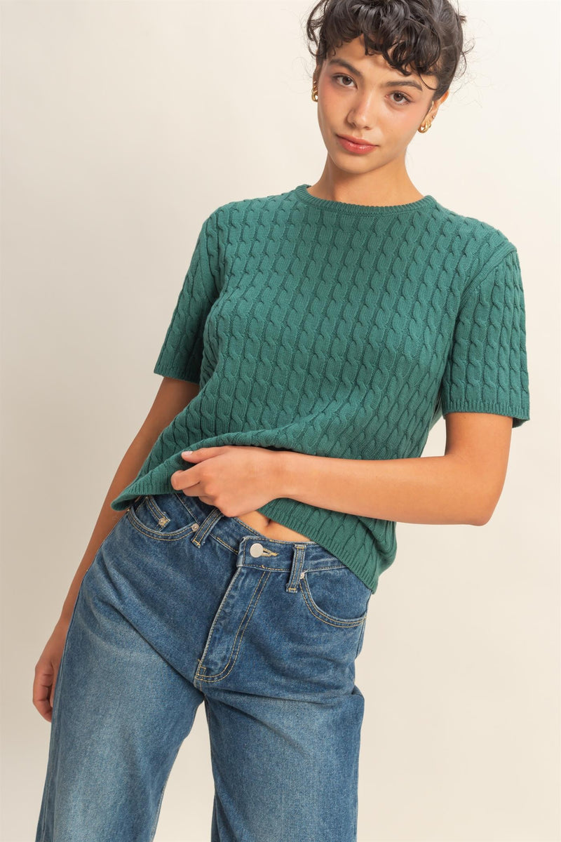 Cable Sweater - Deep Green