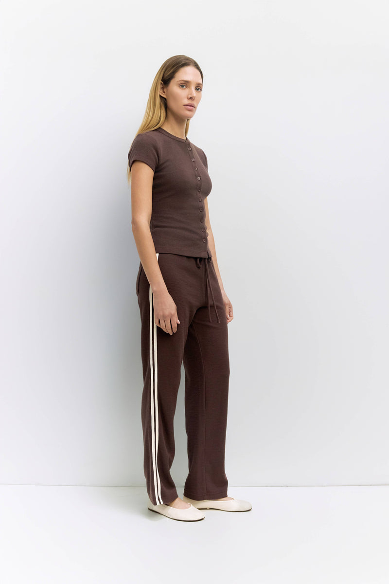 The Enzo Pants | Women's Wide-Leg Thermal Sport Pants - Brown