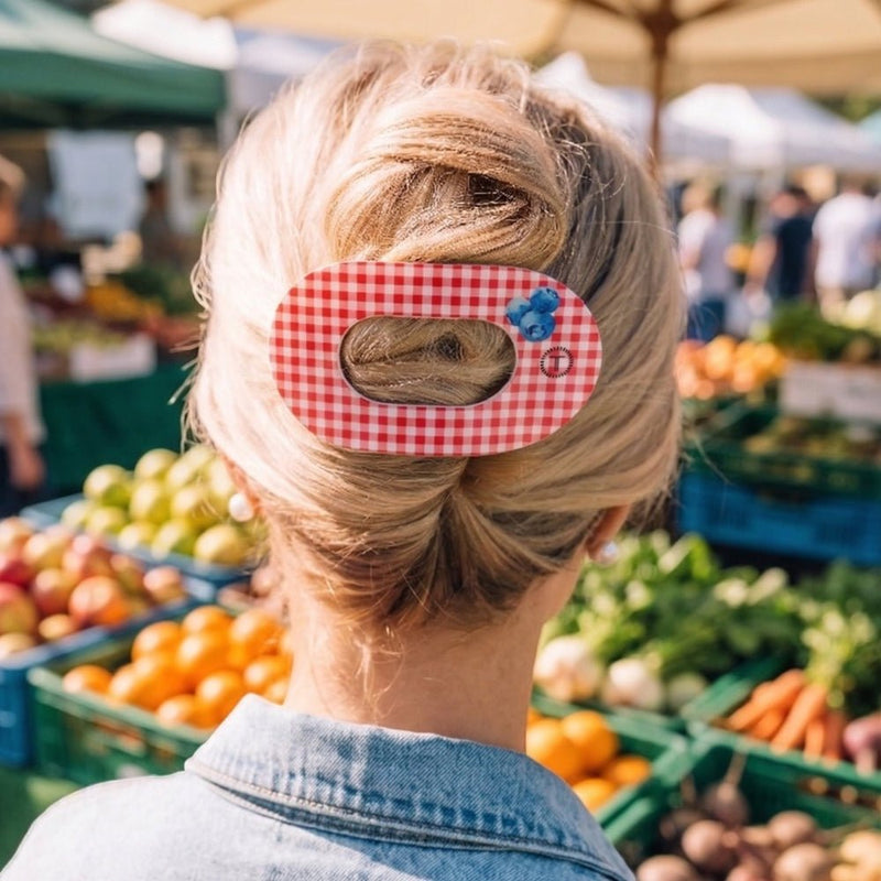 Teleties • Flat Round Hair Clip - Blueberry Farms (Large)