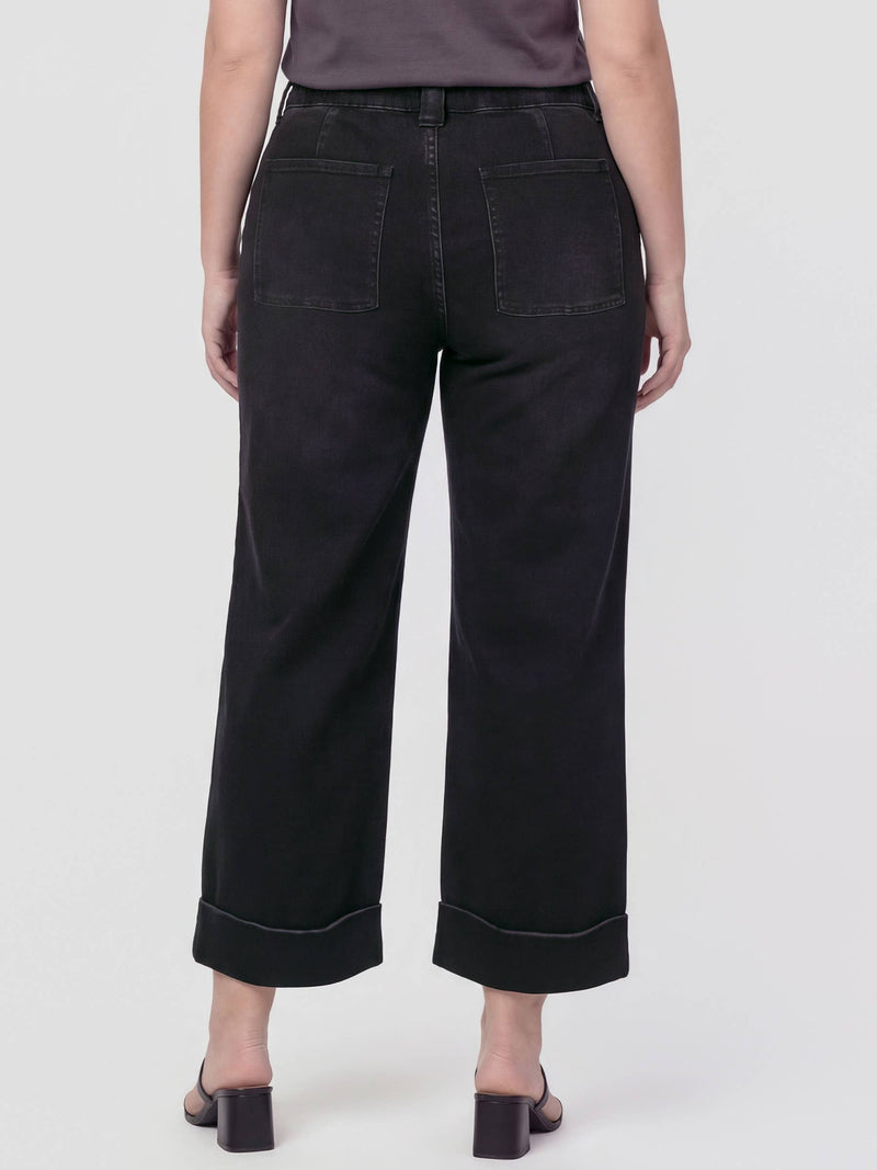 Vervet • High Rise Baggy Wide Jeans - Black (Curvy)