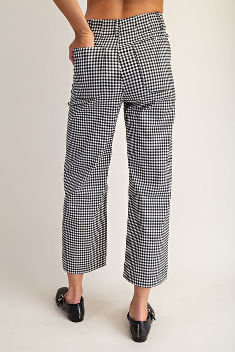 Gingham Straight Leg Pants - Black & White