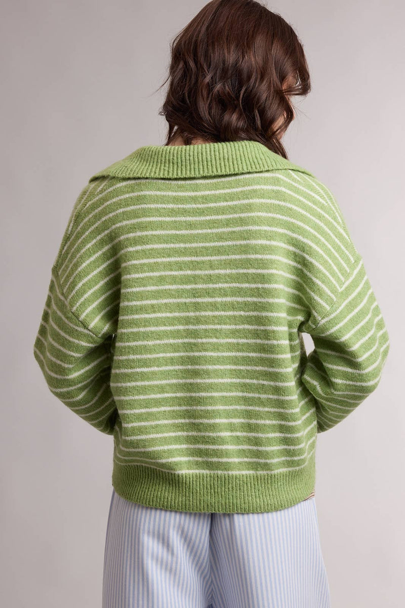 Striped Cardigan - Matcha & Cream