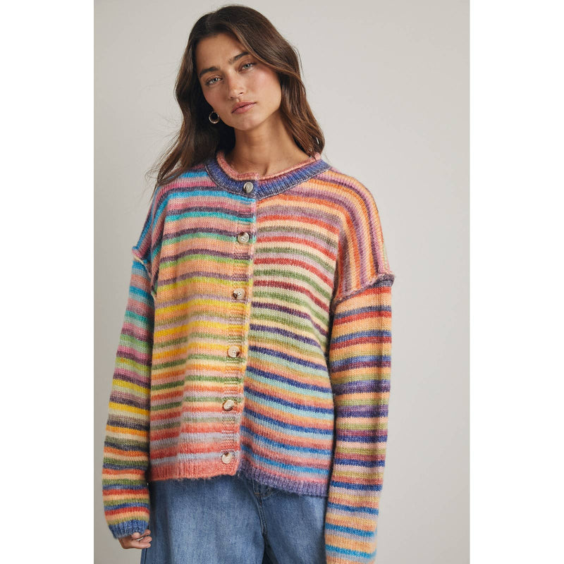 Rainbow Sweater Cardigan - Sky/Purple