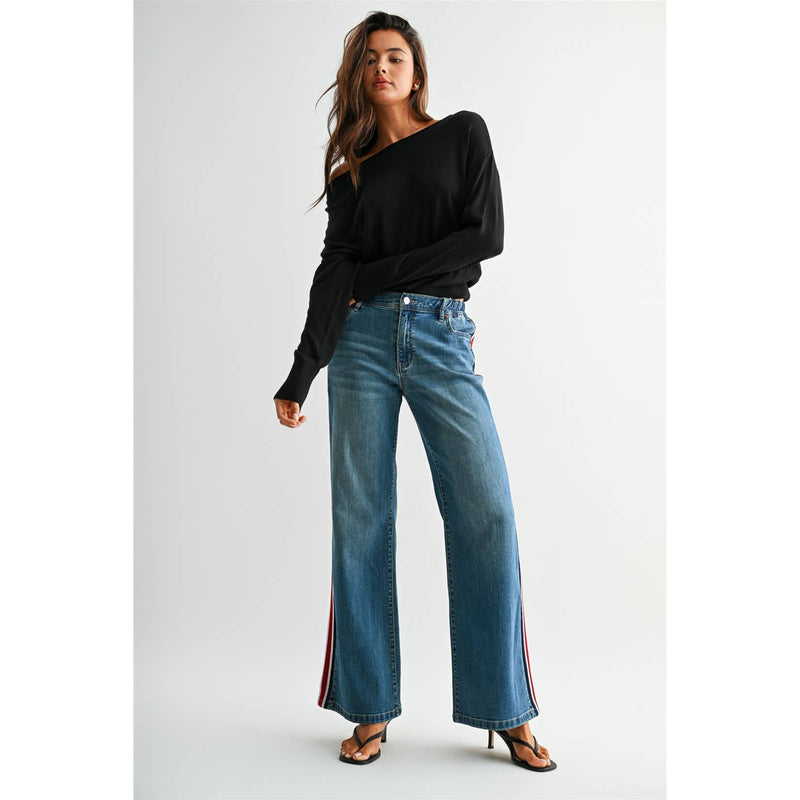 Mica Denim • High Rise Wide Joggers - Dusty Gumbo