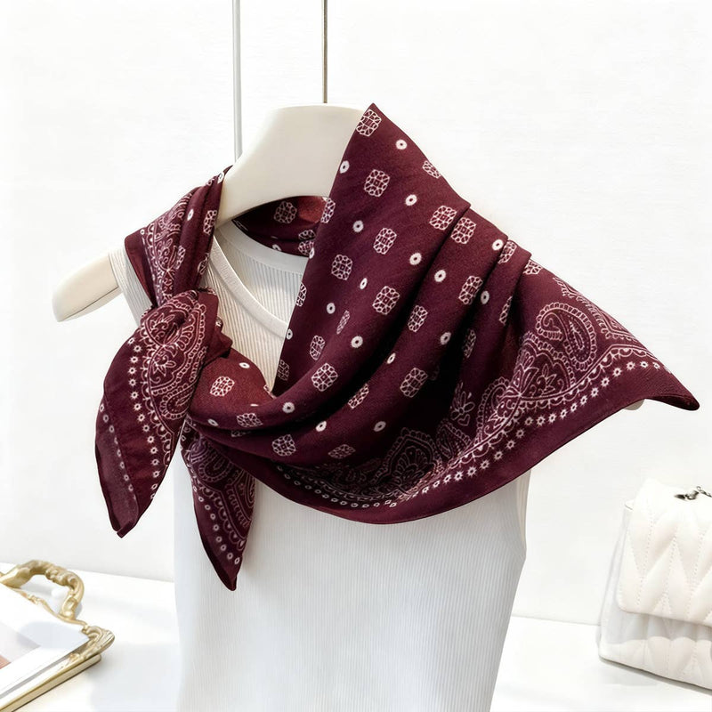 Paisley Pattern Silk Scarf - Red