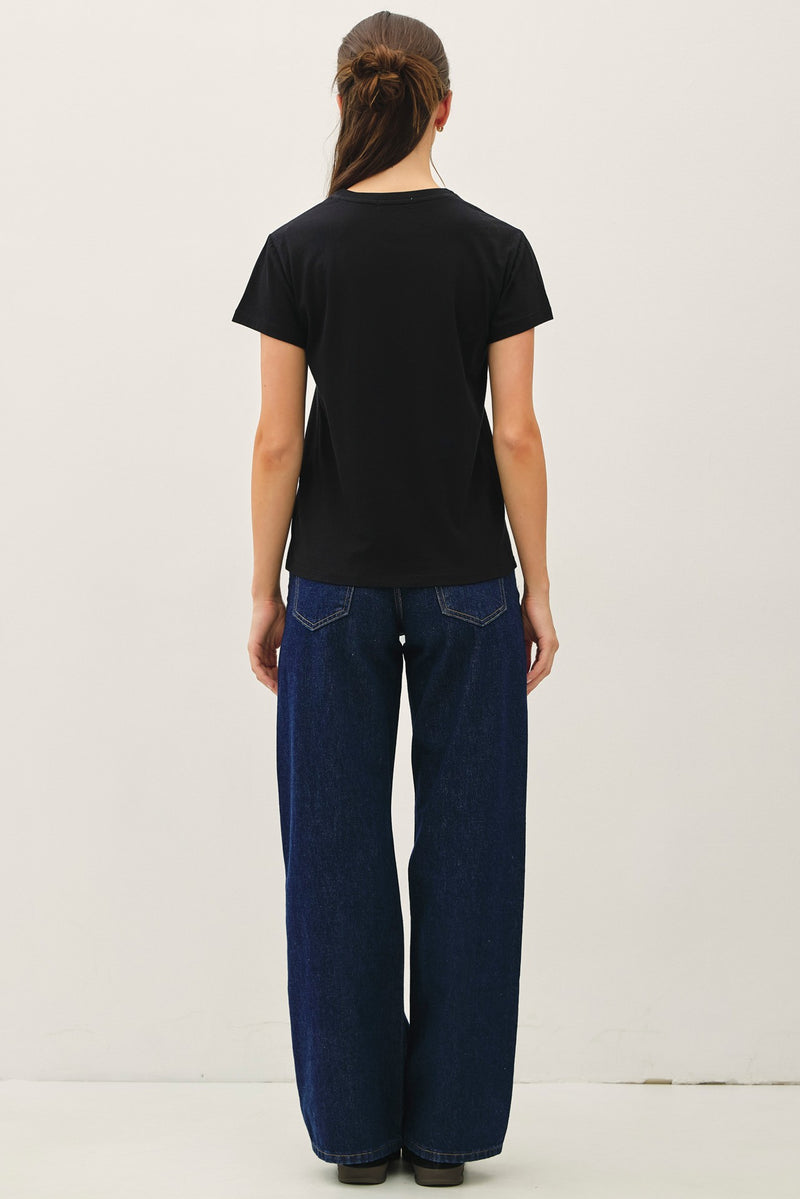 Cotton Crewneck T Shirt - Black